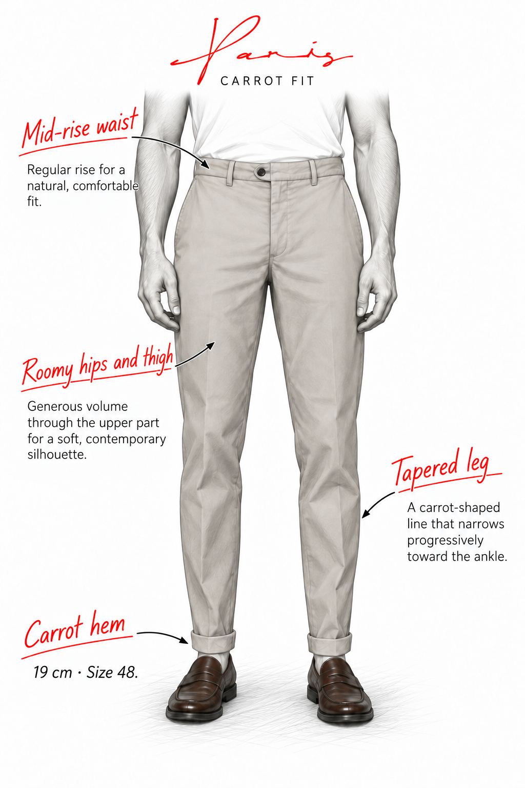 Paris pantalone chino uomo in velluto 1000 righe stretch carrot fit ①