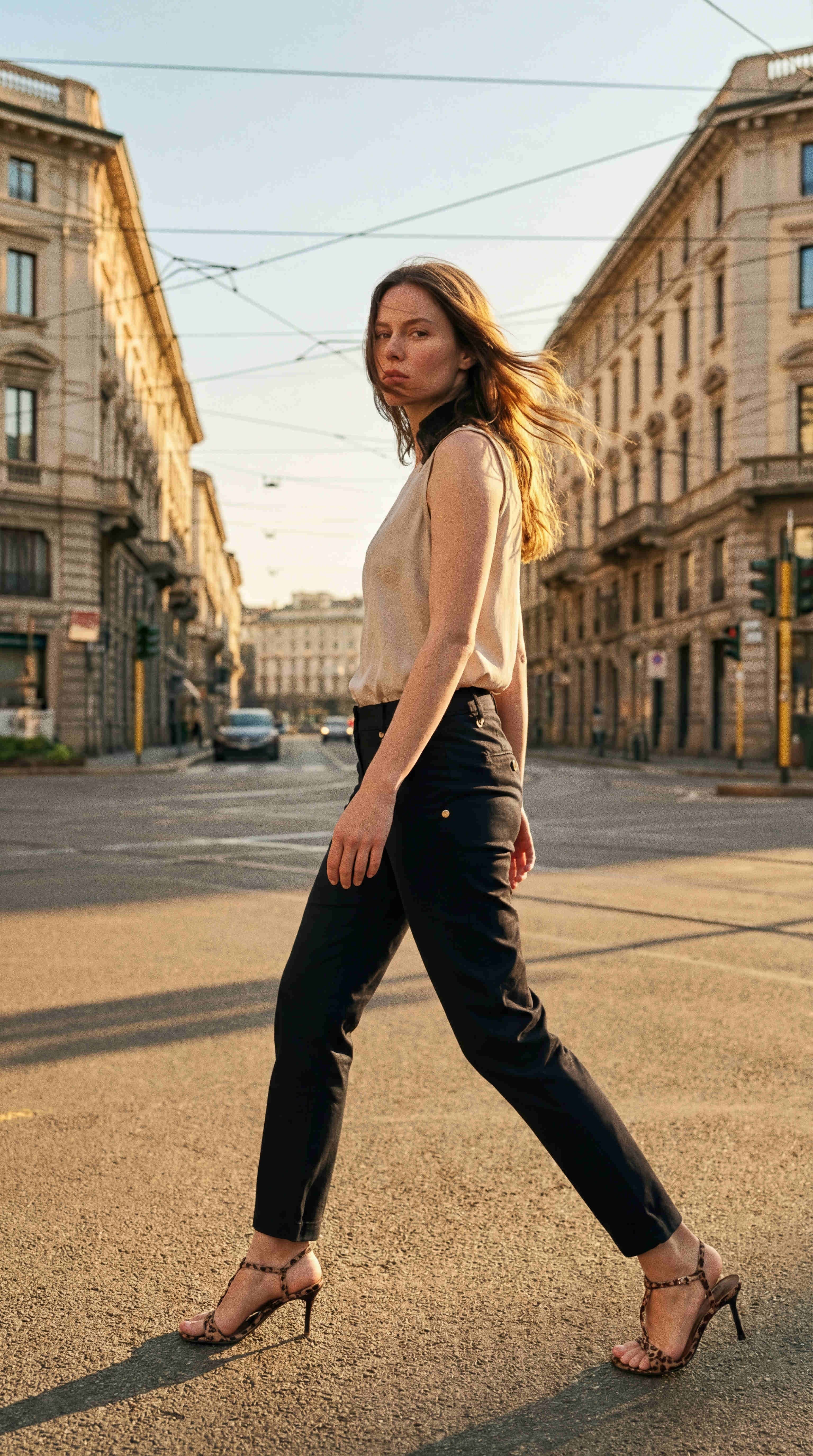 New York Slim Damen Chino Hose aus Stretch-Satin slim fit ①