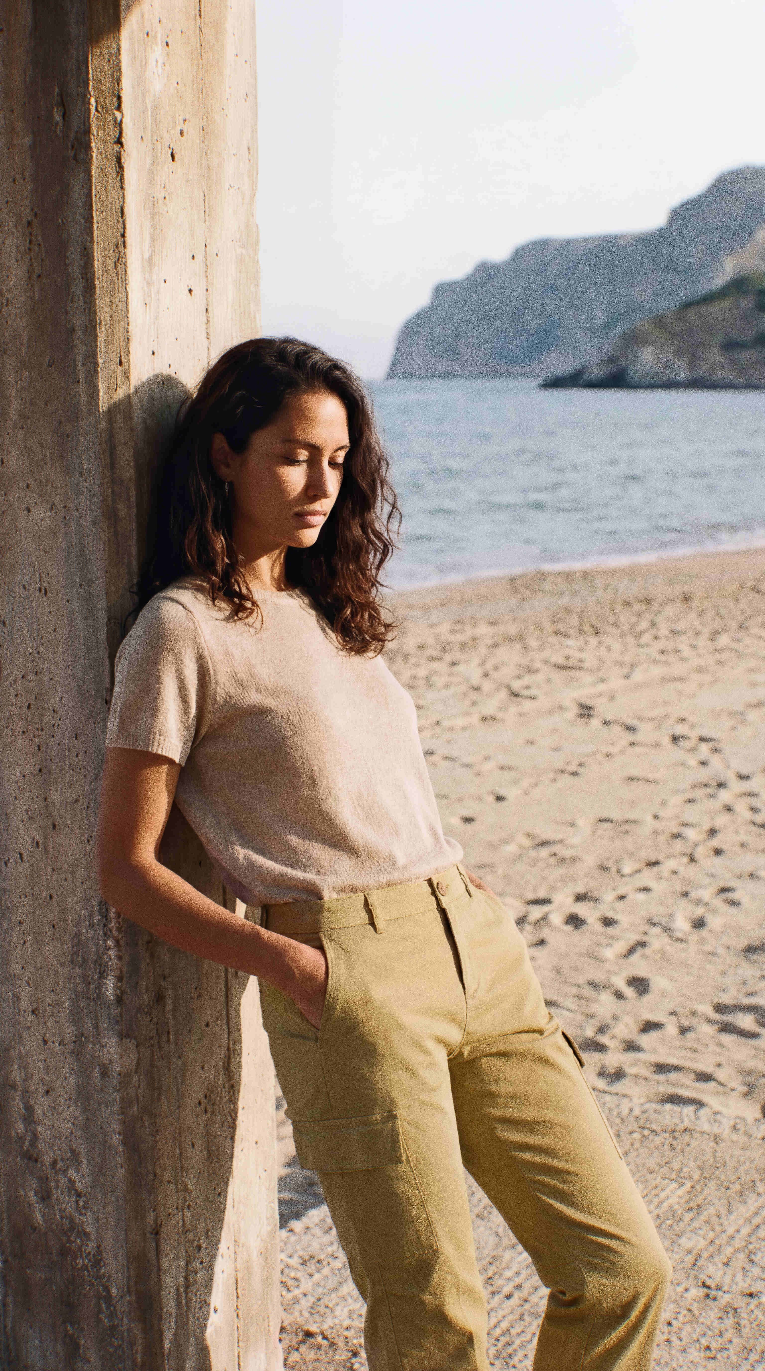 Chile City pantalone cargo donna in gabardina stretch slim fit