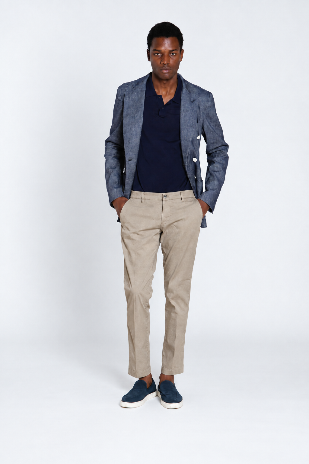 Milano pantalone chino uomo in gabardina stretch extra slim fit ①