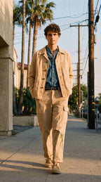 Detroit M74 overshirt uomo in panama fiammata