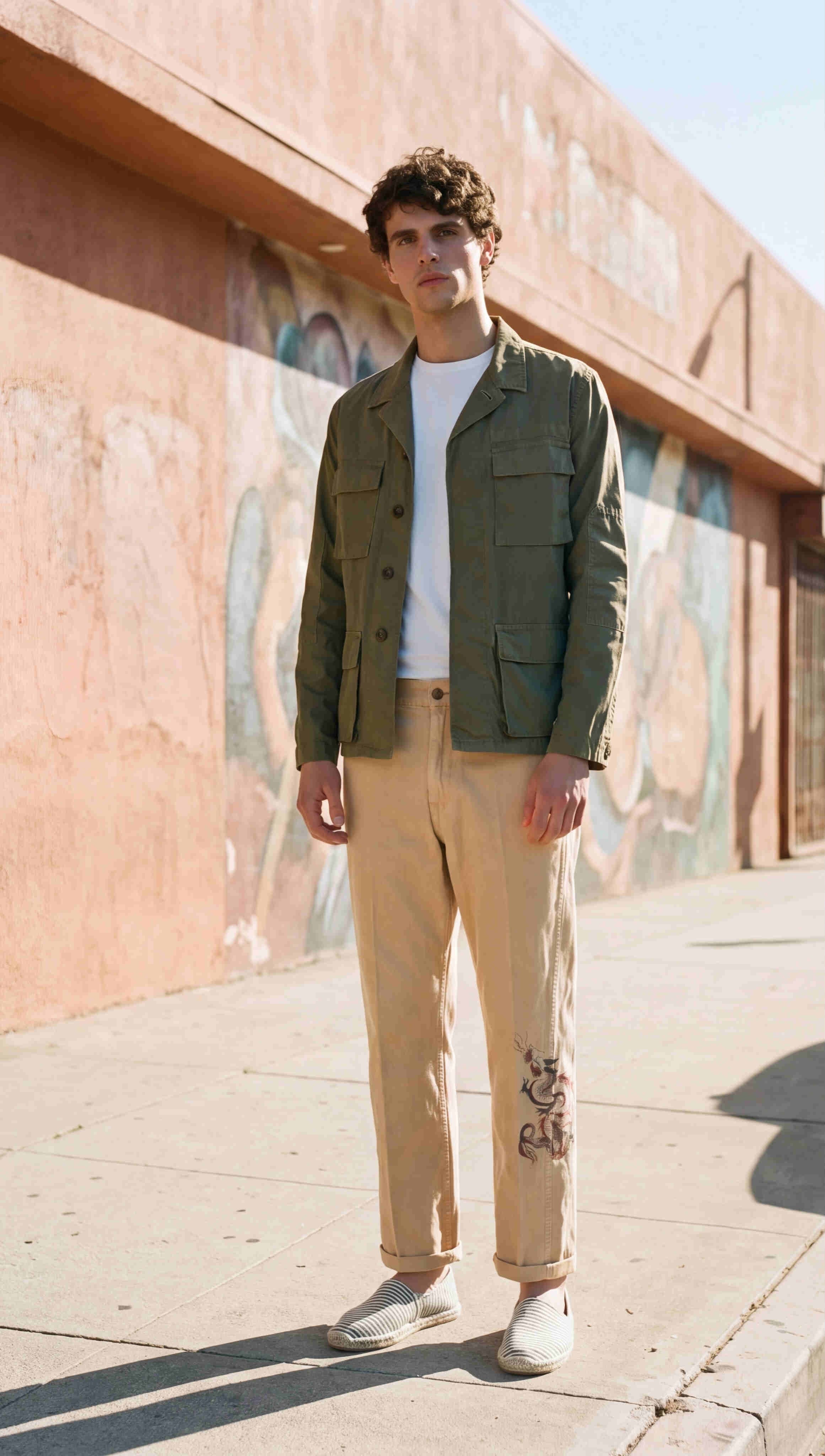 Denver M74 Hose Cargo Herren aus geflammtem Panama relaxed fit ①
