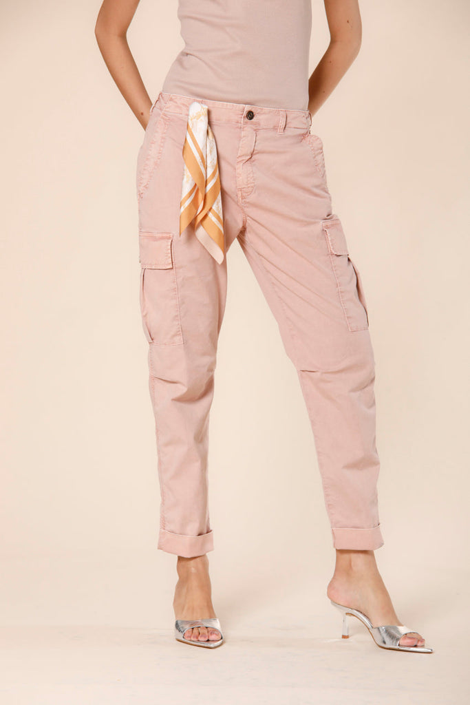 Bild 1 von Damen-Cargo-Hose aus rosa Twill-Baumwollstoff im Waschungseffekt, Modell Judy Archivio W von Mason's.