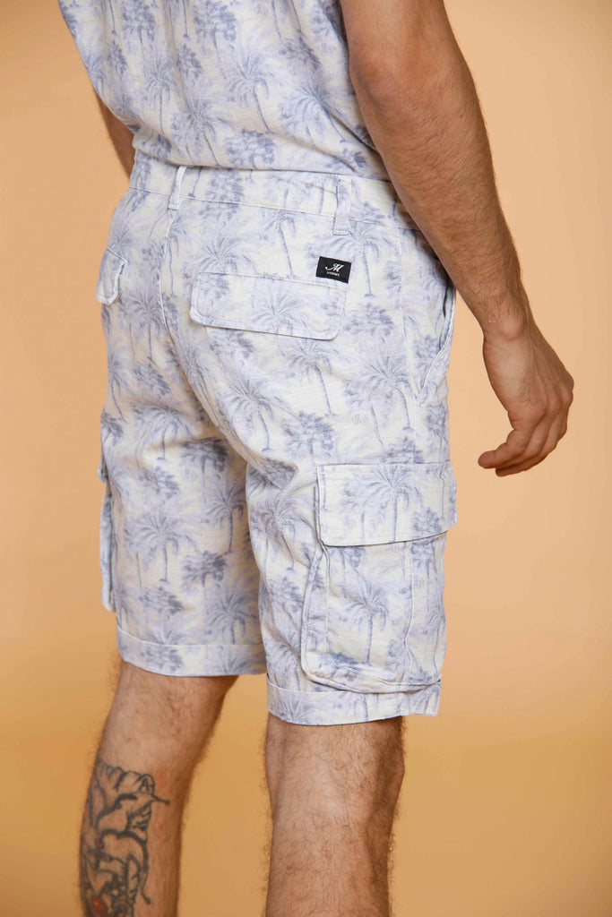 Chile Cargo-Bermuda-Shorts für Herren aus Stretch-Satin mit Palmendruck