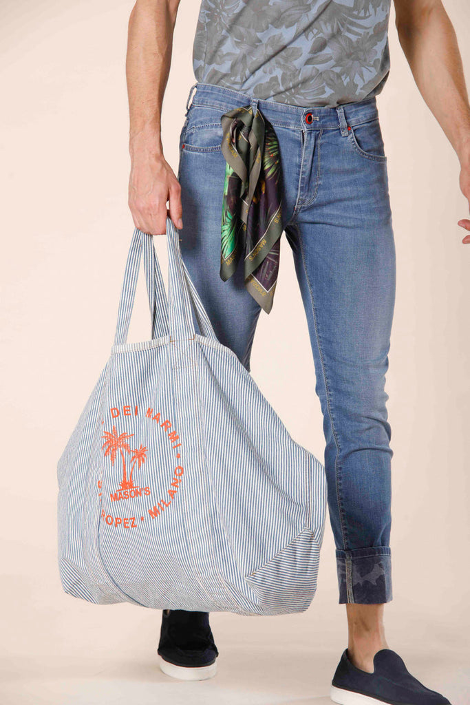Bild 2 von unisex marineblau Baumwolltasche mit Streifendruck Modell Mason's Tasche