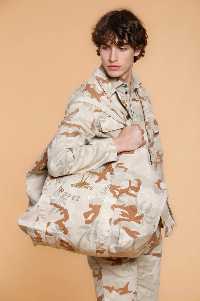 Mason's Bag Unisex aus Baumwoll-Twill mit Camou-Print und Palme mit Logo ①