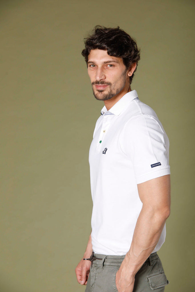 Bild 3 von Herren-Piqué-Poloshirt mit Schneiderdetails Modell Leopardi weiß von Mason's 