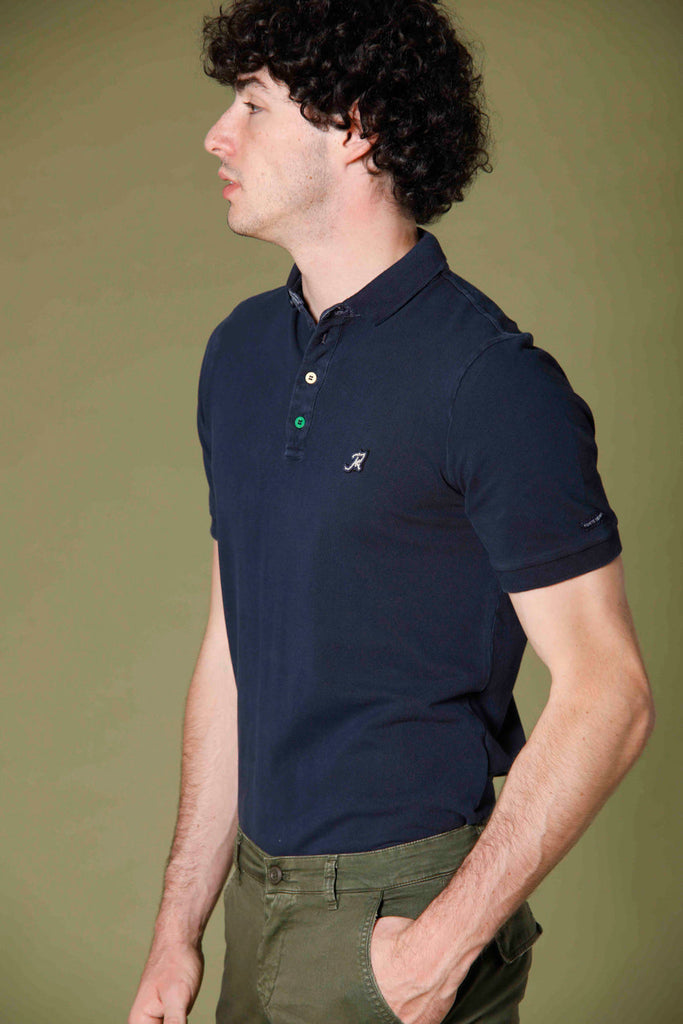 Bild 3 von Herren-Piqué-Poloshirt mit Schneiderdetails Modell Leopardi marineblau von Mason's 