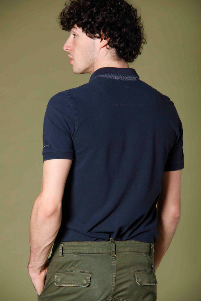 Bild 4 von Herren-Piqué-Poloshirt mit Schneiderdetails Modell Leopardi marineblau von Mason's 
