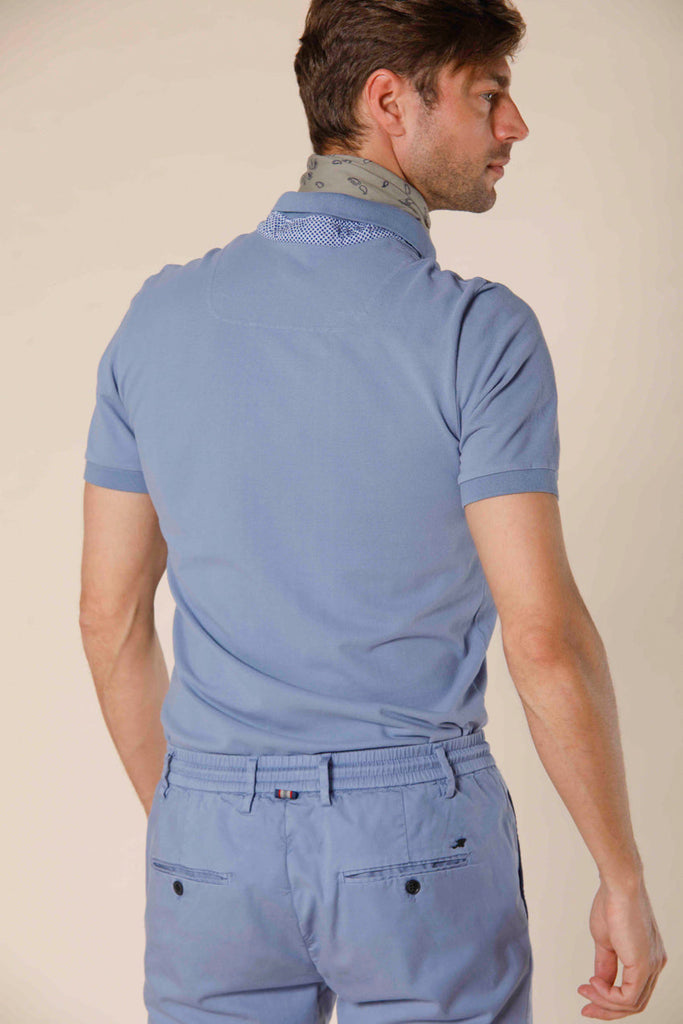 Bild 4 von Herren-Piqué-Poloshirt mit Schneiderdetails Modell Leopardi azurblau von Mason's 