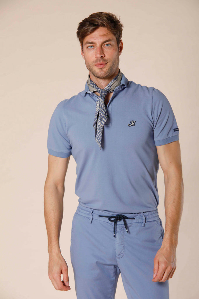 Bild 2 von Herren-Piqué-Poloshirt mit Schneiderdetails Modell Leopardi azurblau von Mason's 