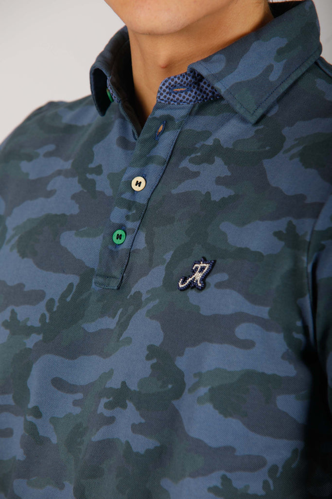 Poloshirt für Herren aus Baumwolle mit Camouflage-Druck und Druck-Details ①