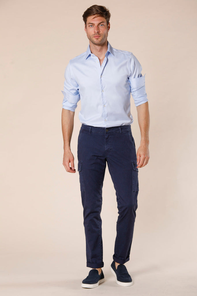 immagine 2 di pantalone cargo uomo in cotone modello Chile colore blu navy extra slim di Mason's
