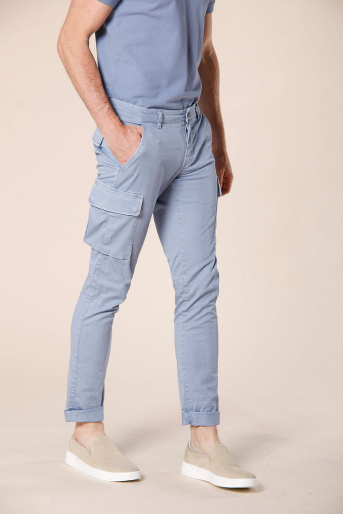 immagine 3 di pantalone cargo uomo in cotone modello Chile colore azzurro extra slim di Mason's