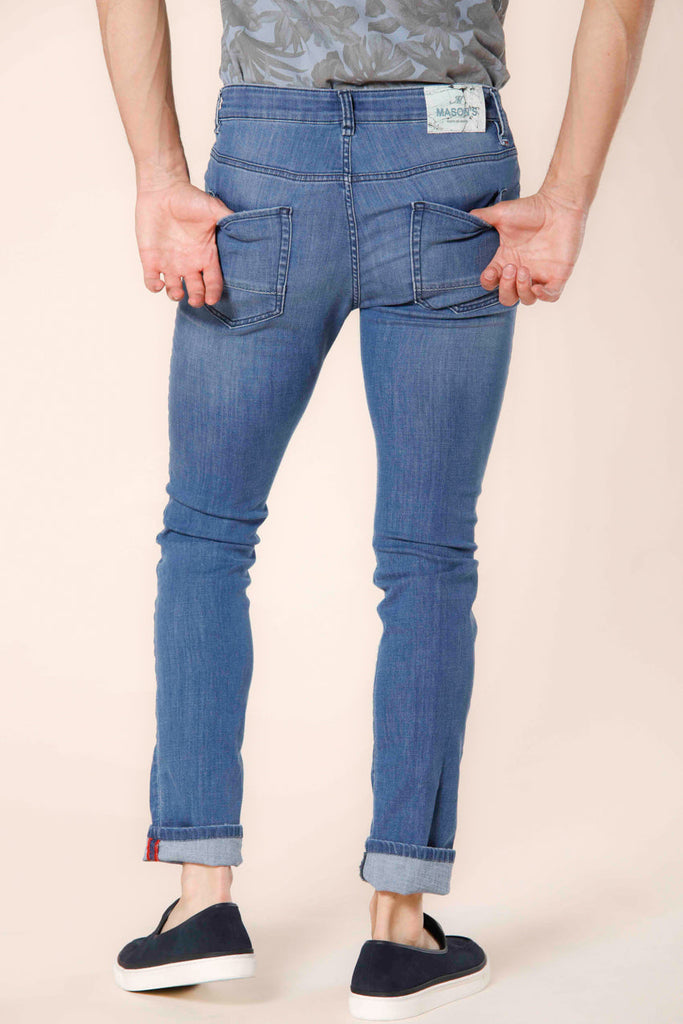 immagine 5 di pantalone uomo denim stretch modello harris 5 tasche colore blu navy slim di Mason's