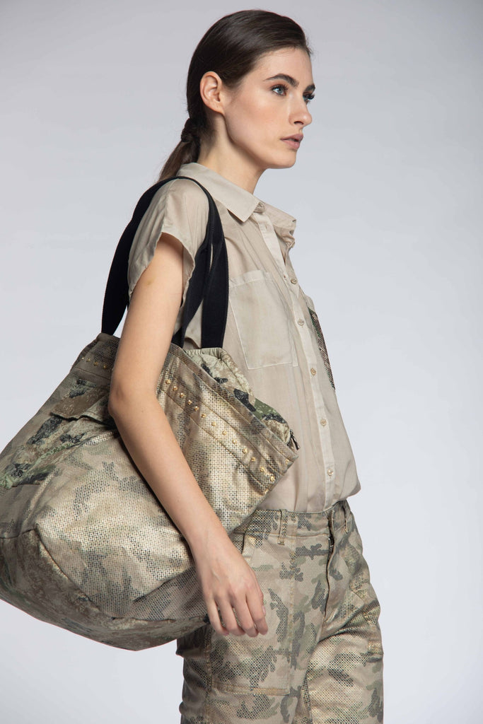 Baumwolltasche für Damen Camouflage mit Goldfolie Borsa Summer