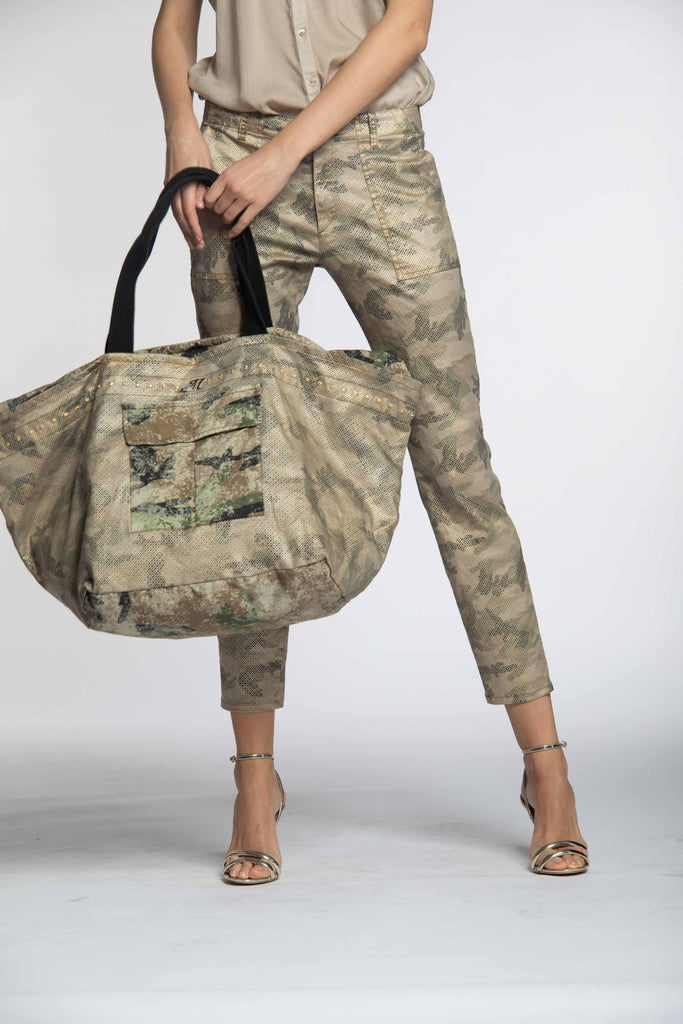Baumwolltasche für Damen Camouflage mit Goldfolie Borsa Summer