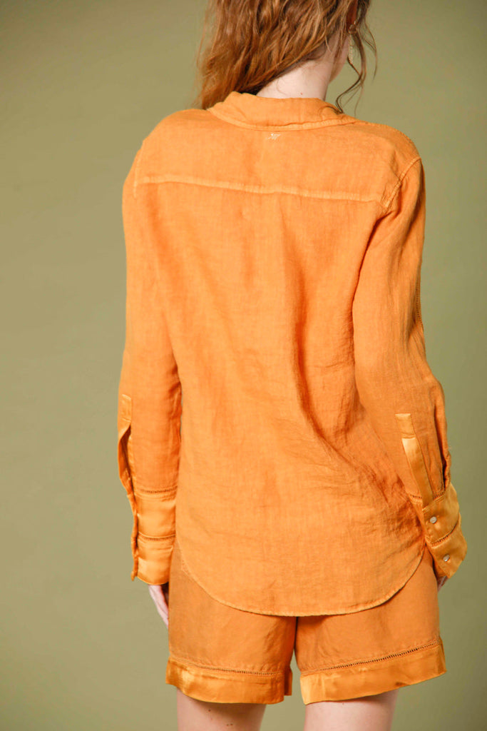 Bild 4 von Damen Langarm Leinenhemd Modell Nicole Patch Farbe orange von mason's 