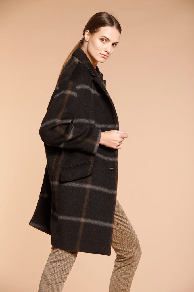 Immagine 4 di cappotto donna modello Isabel Coat in panno di lana pattern quadro grande colore marrone di Mason's 