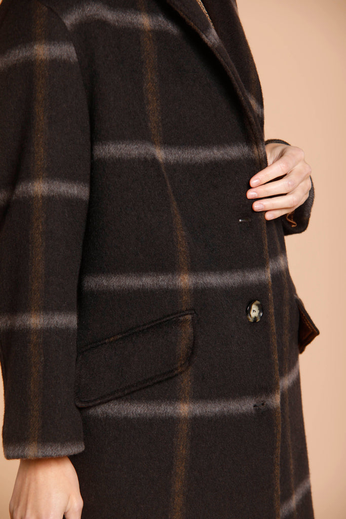 Immagine 3 di cappotto donna modello Isabel Coat in panno di lana pattern quadro grande colore marrone di Mason's 