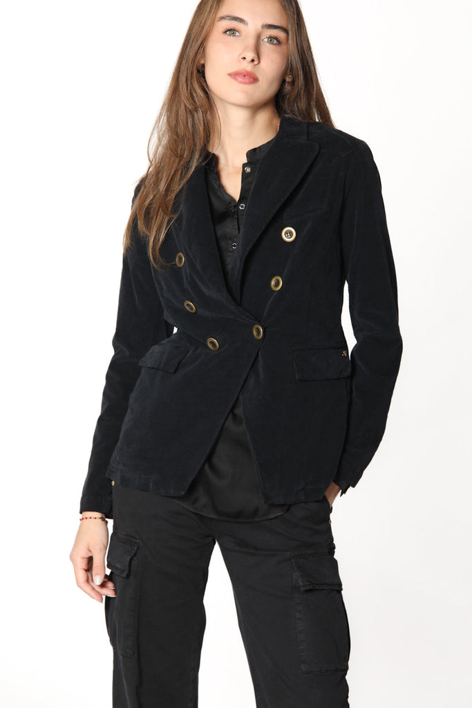 Immagine 1 di blazer doppiopetto donna in velluto colore nero modello Caroline di Mason's 