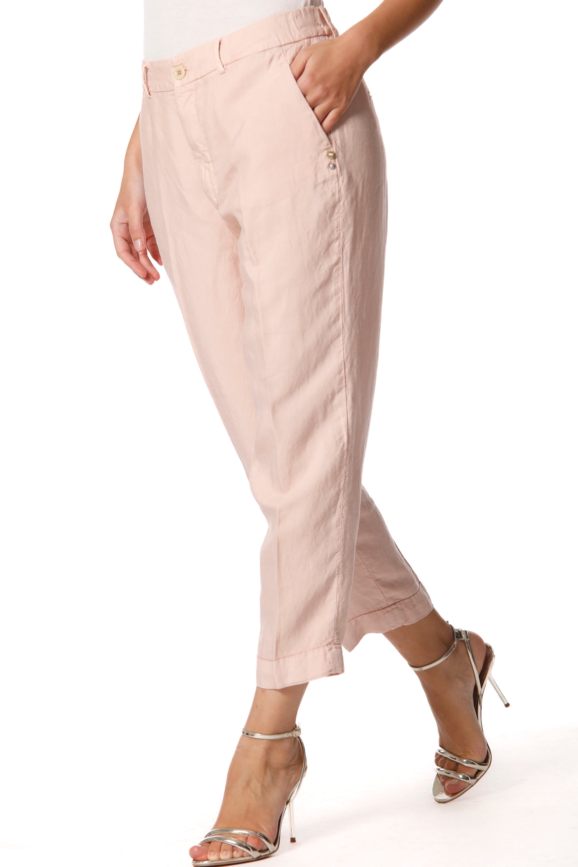 Linda Summer pantalone chino donna in tencel e lino relaxed