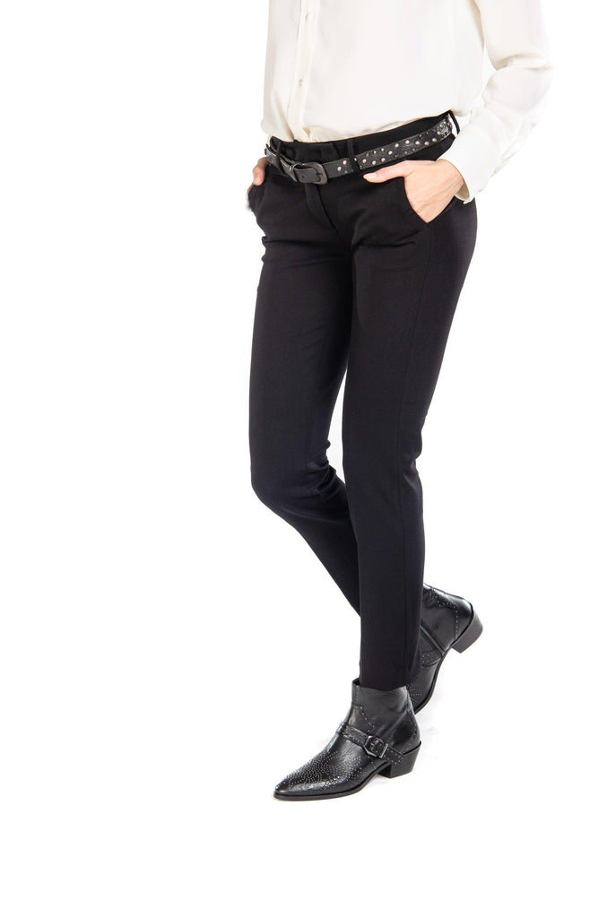 immagine 2 di pantalone chino donna in jersey nero modello New York Slim di Mason's