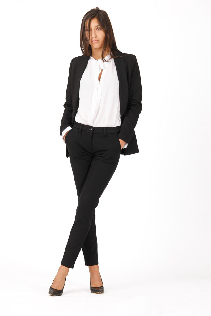immagine 1 di pantalone chino donna in jersey nero modello New York Slim di Mason's
