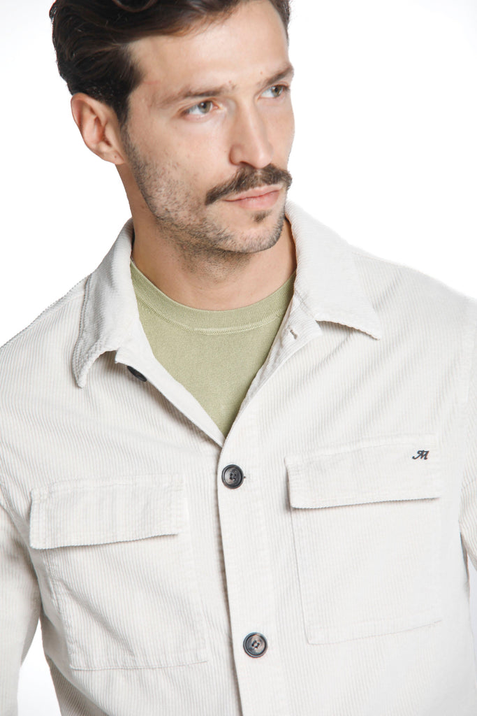 Steve Herren-Overshirt aus Samt mit 500 Streifen und Taschen