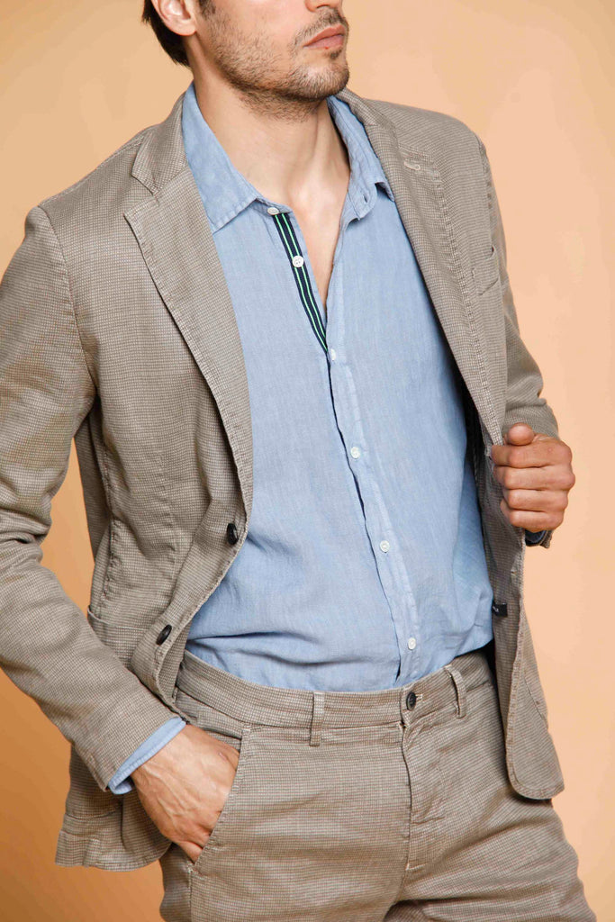 Da Vinci Safari - Herrenblazer aus Leinen und Baumwolle mit Mikrodruck