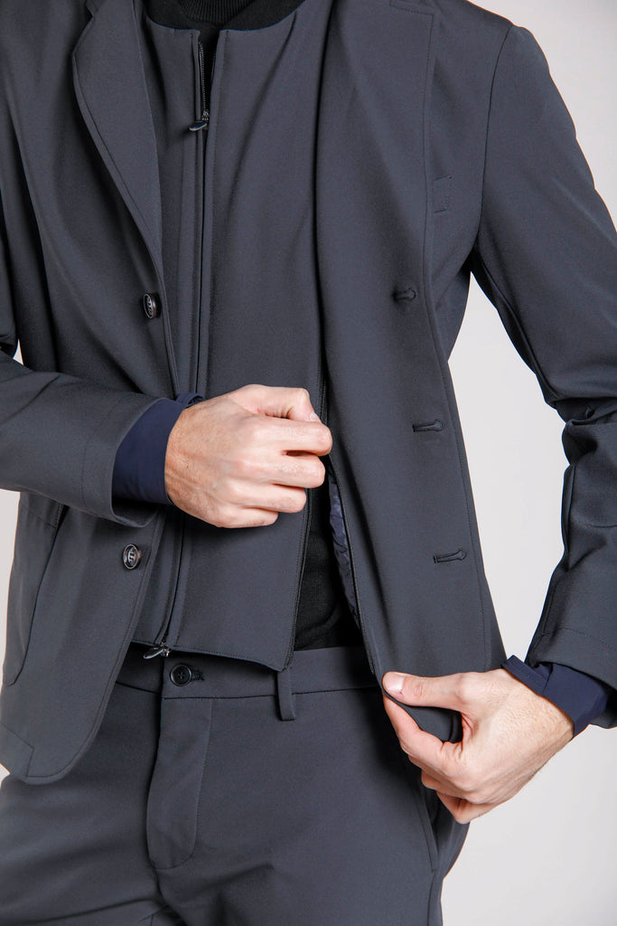 Tech Jacket Herren-Blazer aus dynamischem Jersey mit Reißverschlussärmeln und Innenärmeln