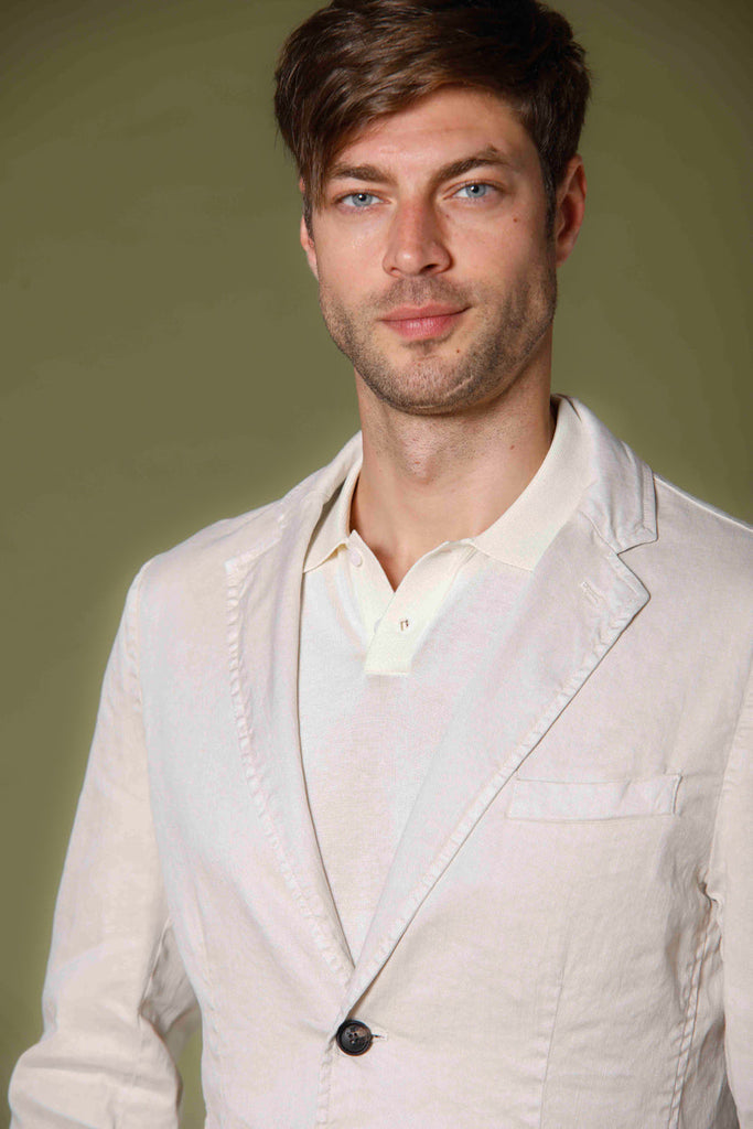 Immagine 3 di blazer uomo in twill di lino e cotone color stucco modello Da Vinci Summer di Mason's