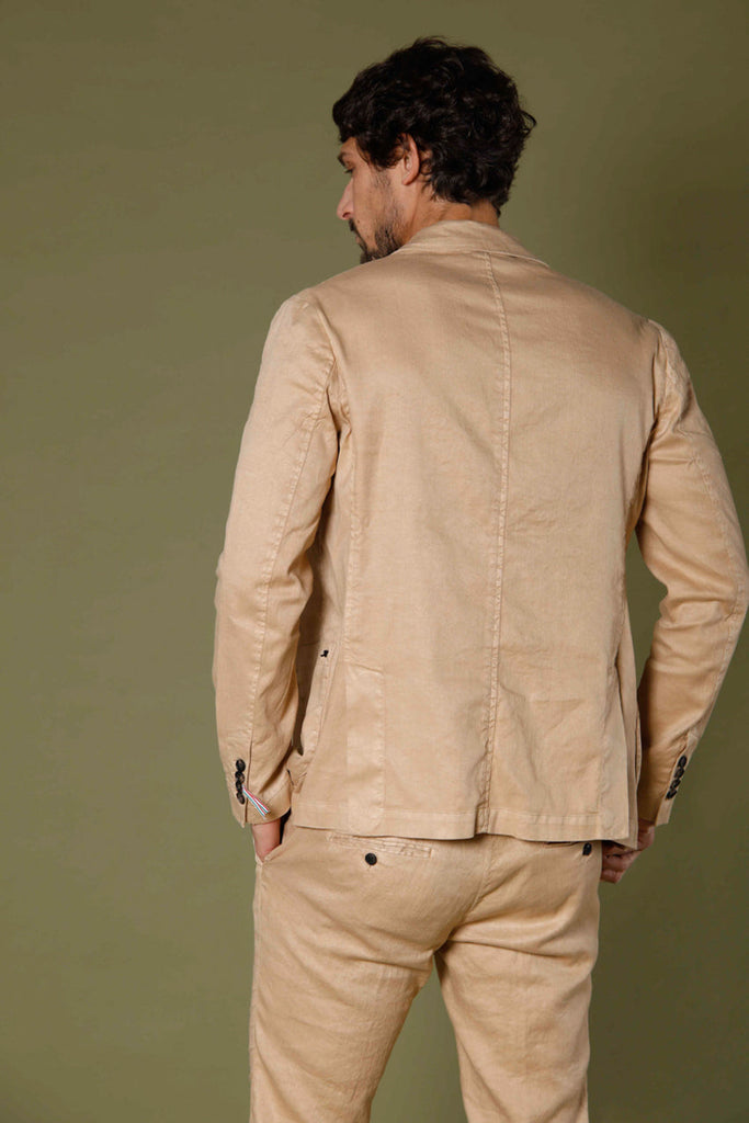 Immagine 4 di blazer uomo in twill di lino e cotone color kaki scuro modello Da Vinci Summer di Mason's