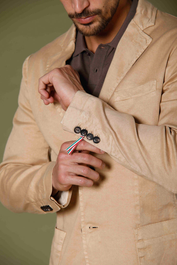 Immagine 3 di blazer uomo in twill di lino e cotone color kaki scuro modello Da Vinci Summer di Mason's
