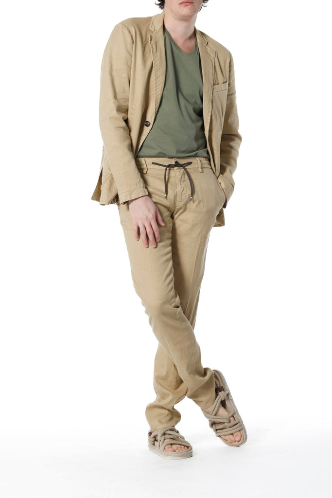 Milano - Jogger Chino-Jogginghose für Herren aus Leinen und Baumwolle extra slim Passform