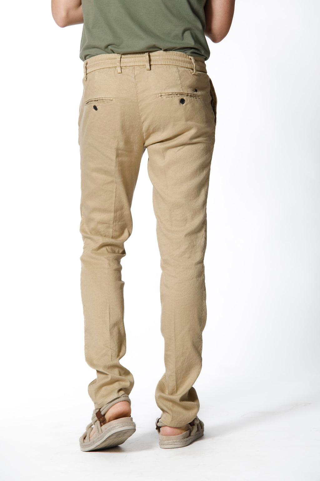 Milano Jogger pantalone uomo chino jogger in lino e cotone extra slim fit