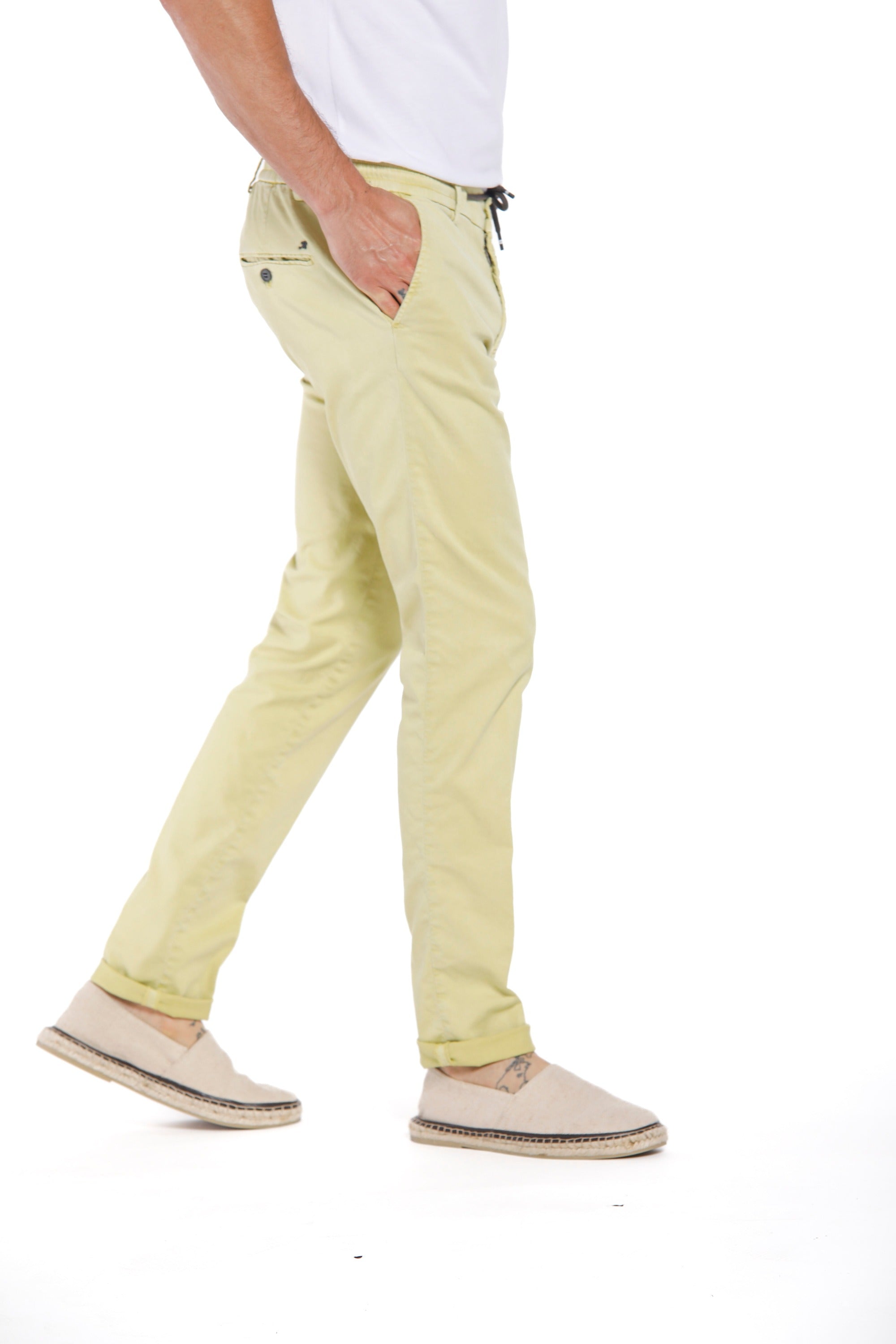 Milano Jogger - Chino-Jogginghose für Herren aus Baumwolle und Tencel extra slim Passform