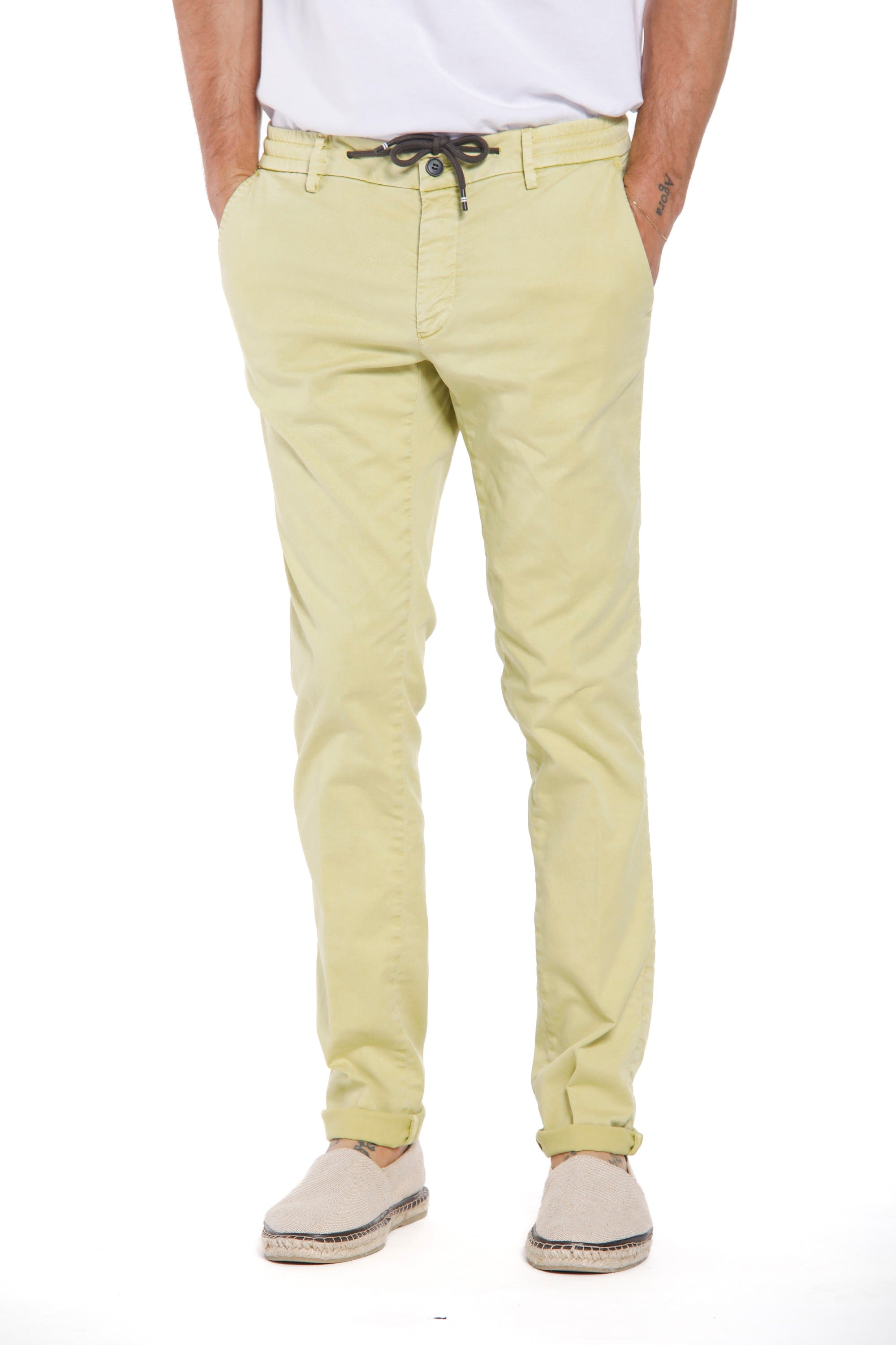 Milano Jogger - Chino-Jogginghose für Herren aus Baumwolle und Tencel extra slim Passform