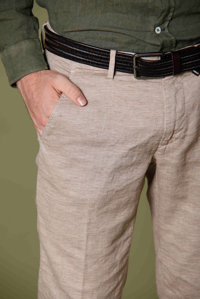 Bild 2 herren chinohosen aus leinen und baumwolle stuckfarbe mit hahnentrittmuster Torino Style modell von Mason's