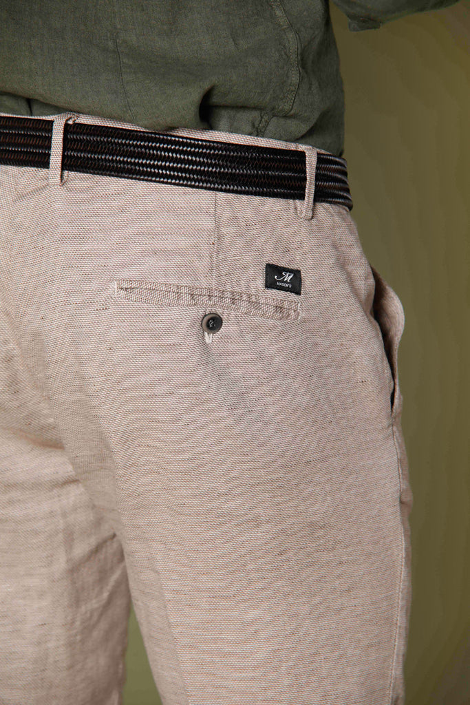 Bild 5 herren chinohosen aus leinen und baumwolle stuckfarbe mit hahnentrittmuster Torino Style modell von Mason's