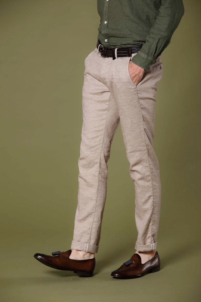 Bild 4 herren chinohosen aus leinen und baumwolle stuckfarbe mit hahnentrittmuster Torino Style modell von Mason's