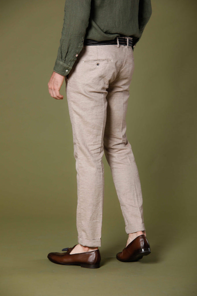Bild 3 herren chinohosen aus leinen und baumwolle stuckfarbe mit hahnentrittmuster Torino Style modell von Mason's