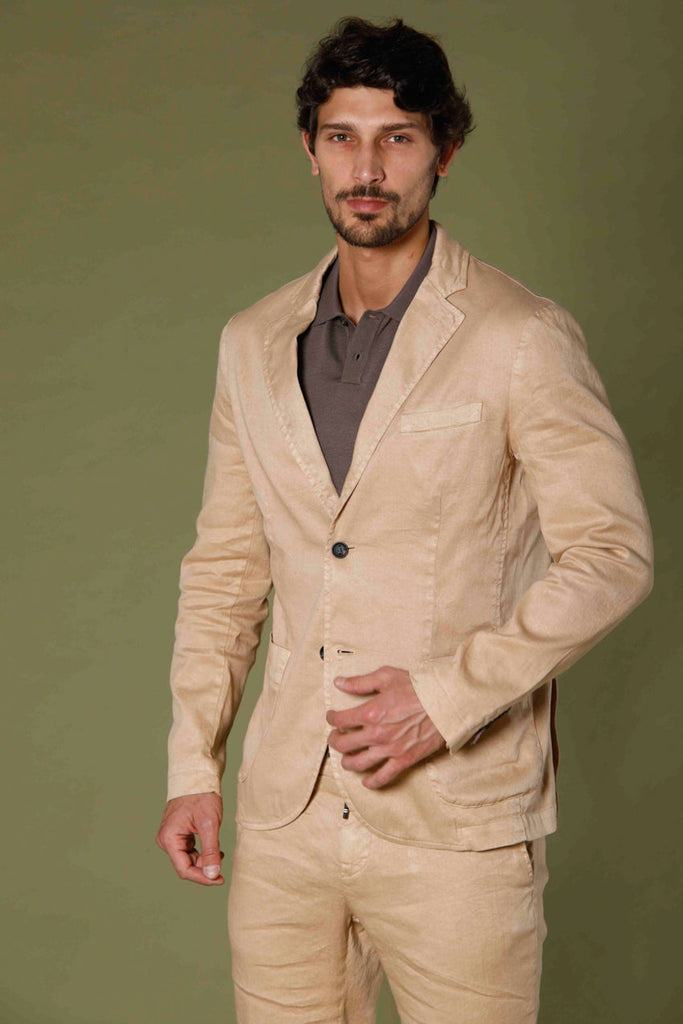 Immagine 1 di blazer uomo in twill di lino e cotone color kaki scuro modello Da Vinci Summer di Mason's