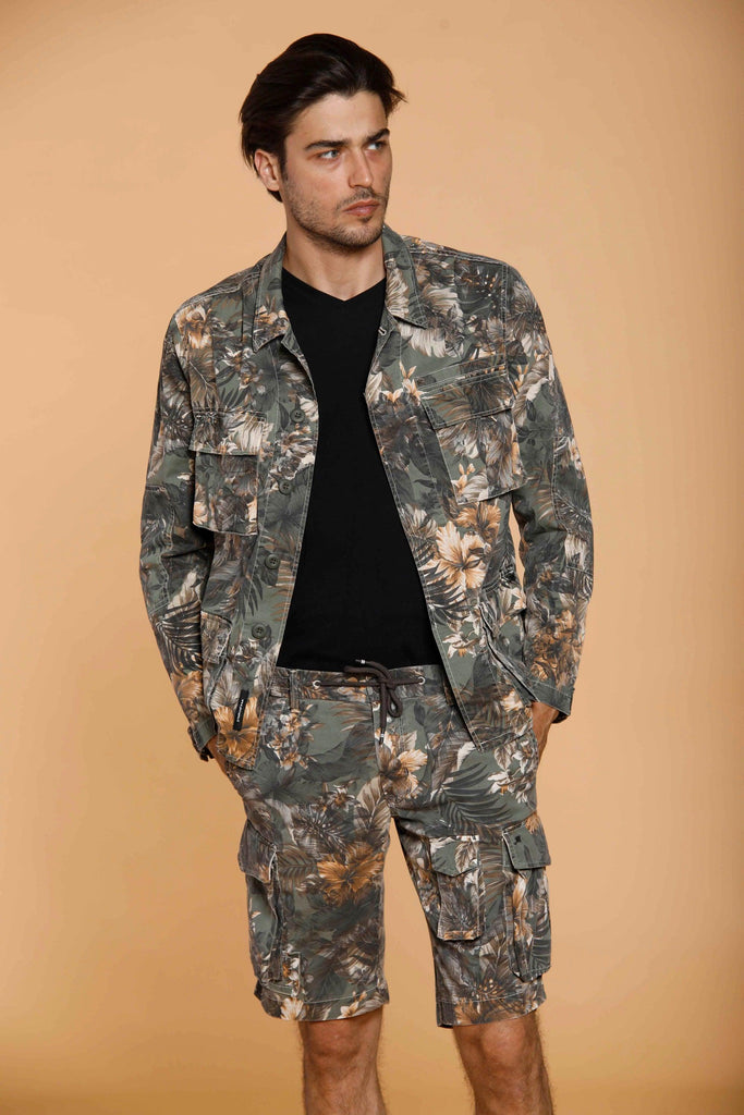 Flyshirt Herren-Hemdjacke aus Baumwolle mit Blumendruck
